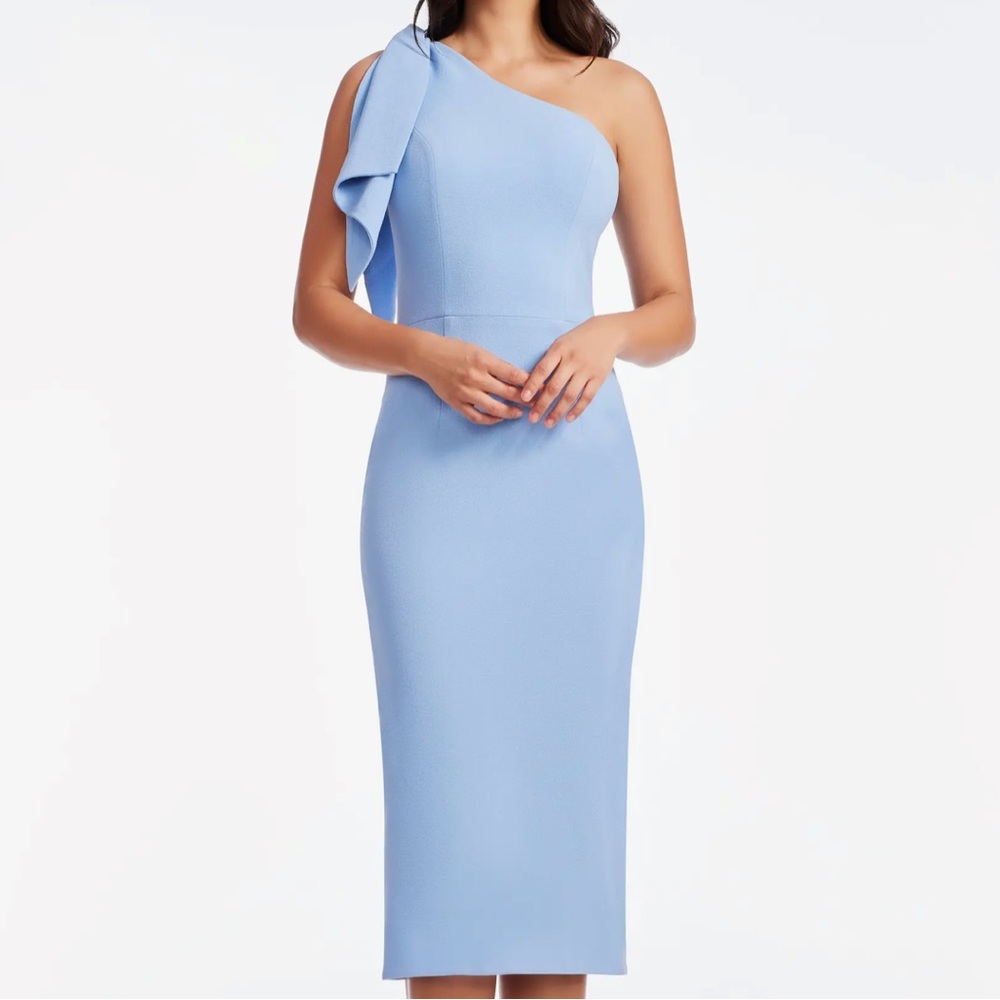 NEW Dress The Population Tiffany One-Shoulder Midi Dress Sky Blue - Size XXS